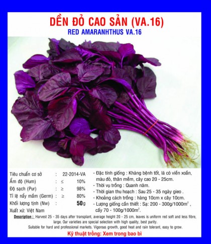 Rau dền đỏ cao sản - Việt á Seeds - Công Ty TNHH Phát Triển Nông Nghiệp Việt Á